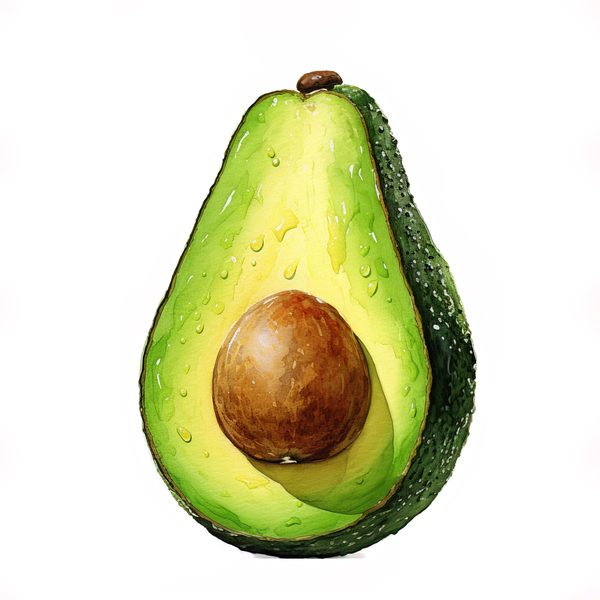 Watercolor Avocado Clipart: Fruit Illustration for Menu Design (Digital Download) — image 6
