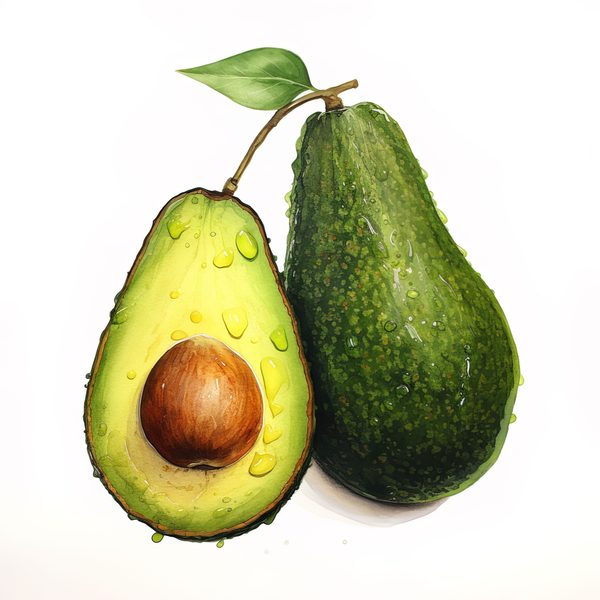 Watercolor Avocado Clipart: Fruit Illustration for Menu Design (Digital Download) — image 9