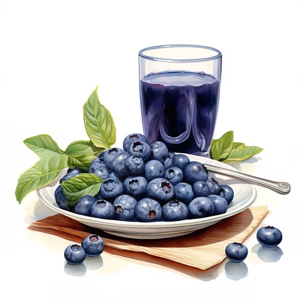 Watercolor Blueberries Clipart: Basket & Berries Art (PNG JPG, 300 DPI) — image 6