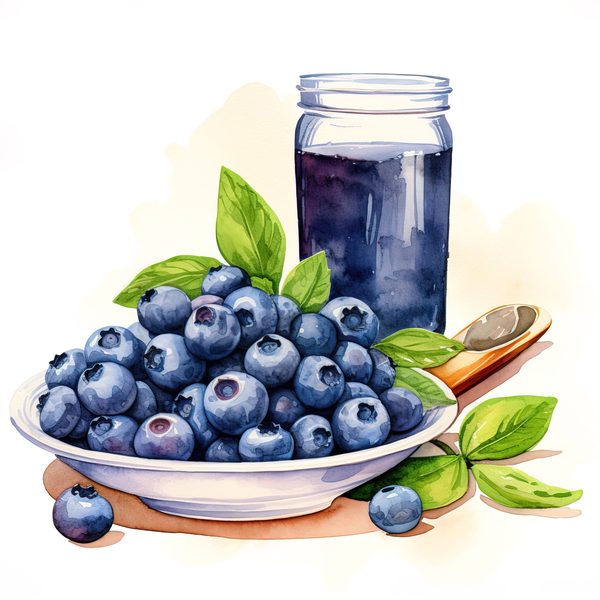Watercolor Blueberries Clipart: Basket & Berries Art (PNG JPG, 300 DPI) — image 12