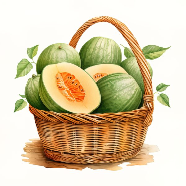 Melon Watercolor Clipart: Cantaloupe & Honeydew Art (JPG, PNG) — image 1