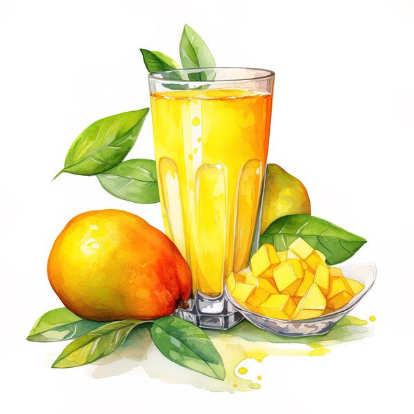 Watercolor Mango Clipart, Fruit Basket Art (PNG JPG, 300 DPI) — image 2