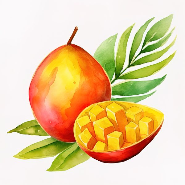 Watercolor Mango Clipart, Fruit Basket Art (PNG JPG, 300 DPI) — image 3