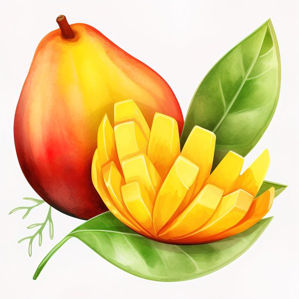 Watercolor Mango Clipart, Fruit Basket Art (PNG JPG, 300 DPI) — image 10