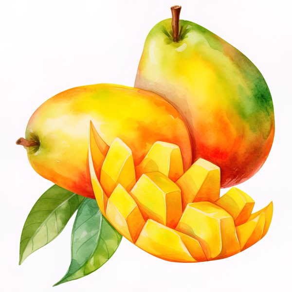 Watercolor Mango Clipart, Fruit Basket Art (PNG JPG, 300 DPI) — image 13