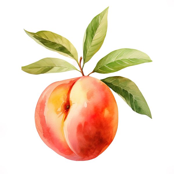 Watercolor Peach Basket Illustration: Rustic DIY Clipart (JPG, PNG) — image 3