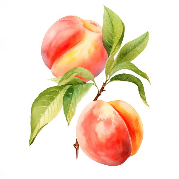 Watercolor Peach Basket Illustration: Rustic DIY Clipart (JPG, PNG) — image 5
