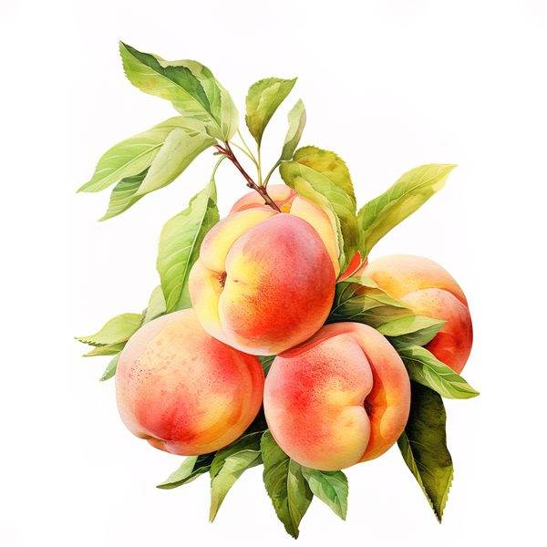 Watercolor Peach Basket Illustration: Rustic DIY Clipart (JPG, PNG) — image 9