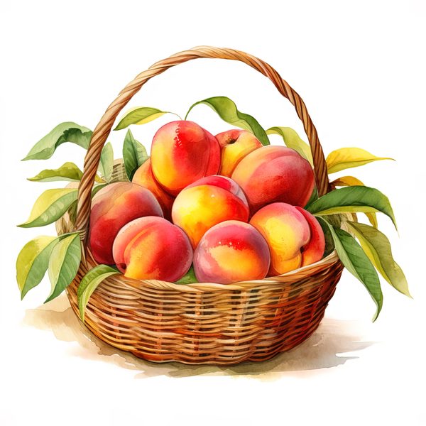Watercolor Peach Basket Illustration: Rustic DIY Clipart (JPG, PNG) — image 13