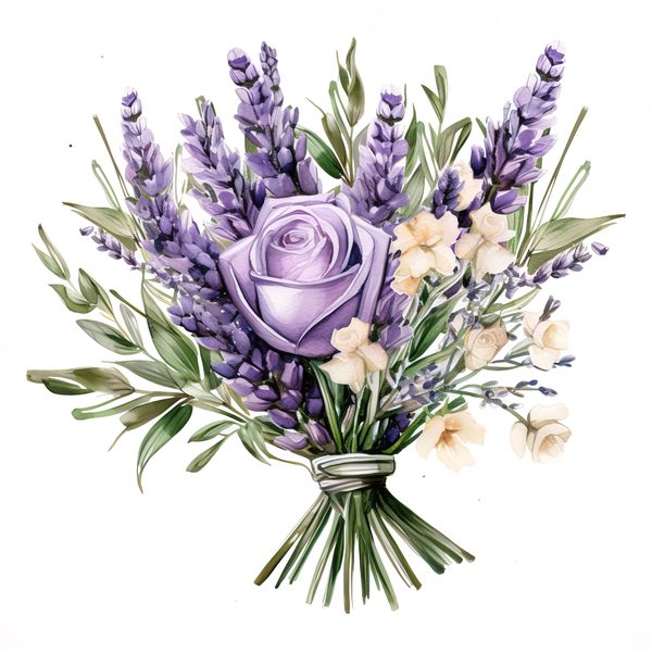 Watercolor Lavender Clipart: Purple Floral Illustrations (Digital Download) — image 6