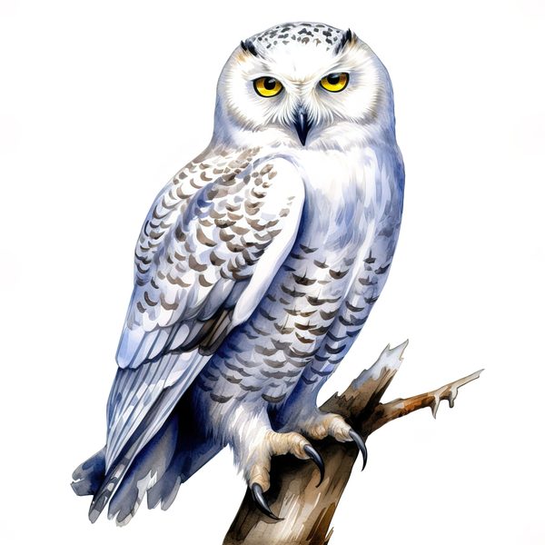Watercolor Snowy Owl Clipart: Arctic Bird Illustration (JPG/PNG Digital Print) — image 2
