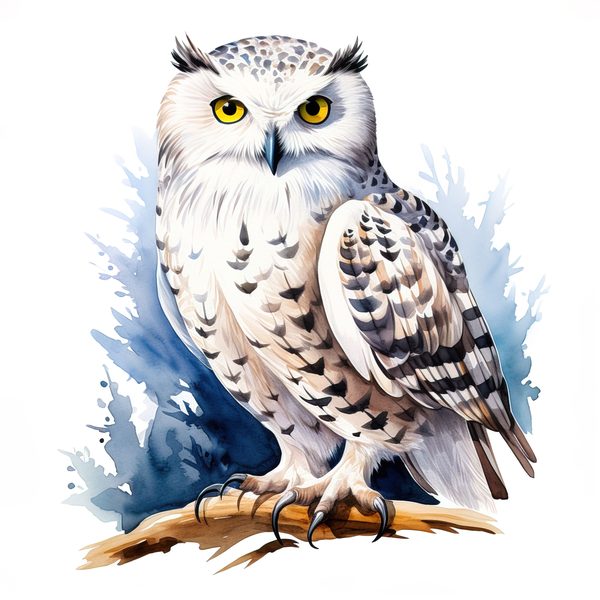 Watercolor Snowy Owl Clipart: Arctic Bird Illustration (JPG/PNG Digital Print) — image 4