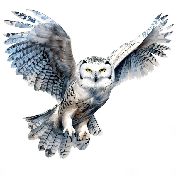 Watercolor Snowy Owl Clipart: Arctic Bird Illustration (JPG/PNG Digital Print) — image 6