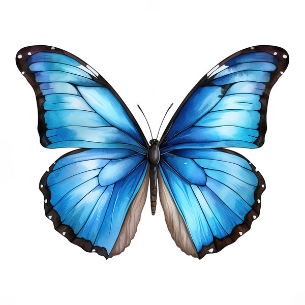 Blue Butterfly Watercolor Clipart: Floral Scrapbooking Graphics (JPG, PNG) — image 6