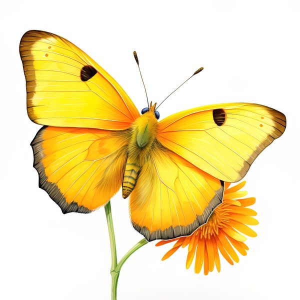 Watercolor Orange Sulphur Butterfly Clipart: Purple Flowers (JPG, PNG) — image 12