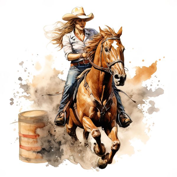 Cowgirl Watercolor Clipart: Rodeo Horse Art (JPG, PNG) — image 5