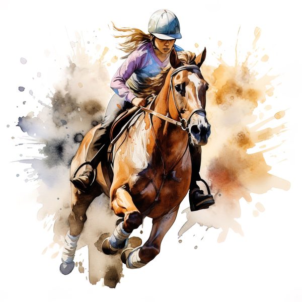 Cowgirl Watercolor Clipart: Rodeo Horse Art (JPG, PNG) — image 7