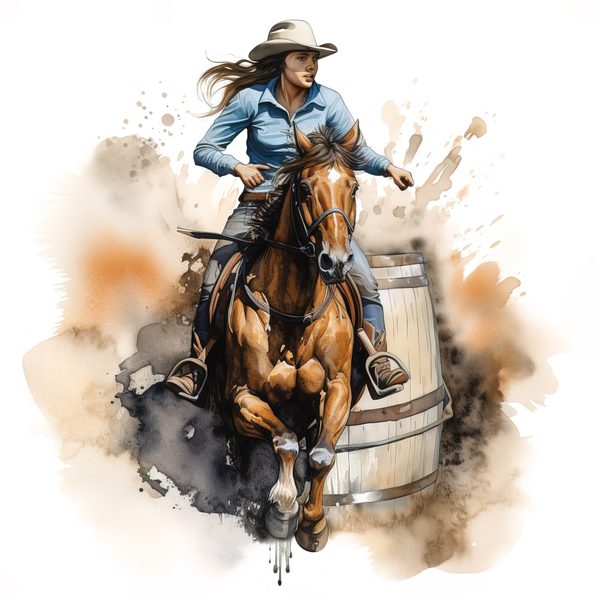 Cowgirl Watercolor Clipart: Rodeo Horse Art (JPG, PNG) — image 11
