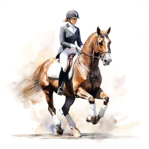 Dressage Rider Watercolor Clipart: Equestrian Art PNG, JPG (Commercial Use) — image 9