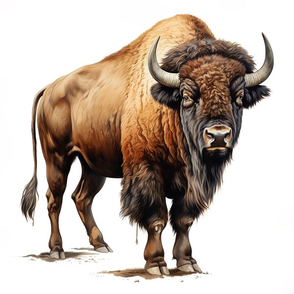 Watercolor Buffalo Clipart: Rustic Bison Illustrations (JPG, PNG Digital Download) — image 1