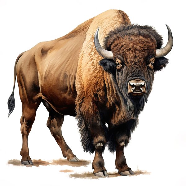 Watercolor Buffalo Clipart: Rustic Bison Illustrations (JPG, PNG Digital Download) — image 2