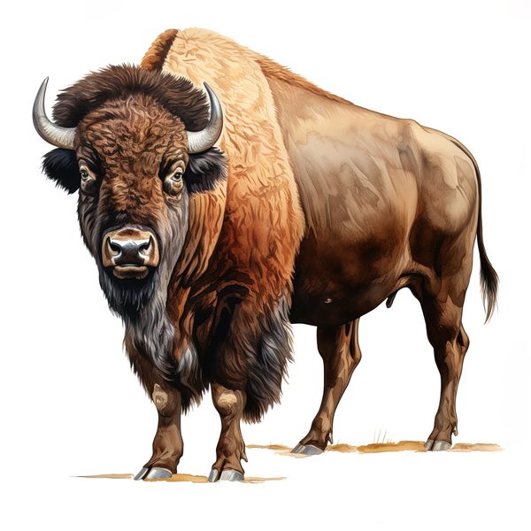 Watercolor Buffalo Clipart: Rustic Bison Illustrations (JPG, PNG Digital Download) — image 3