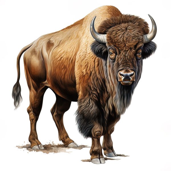 Watercolor Buffalo Clipart: Rustic Bison Illustrations (JPG, PNG Digital Download) — image 4