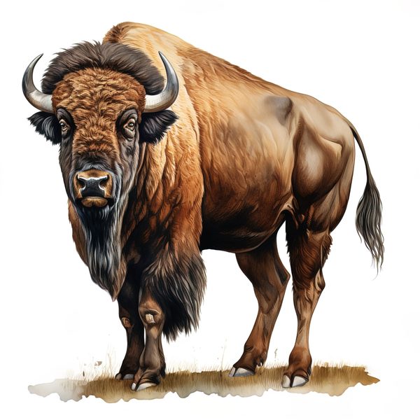 Watercolor Buffalo Clipart: Rustic Bison Illustrations (JPG, PNG Digital Download) — image 5