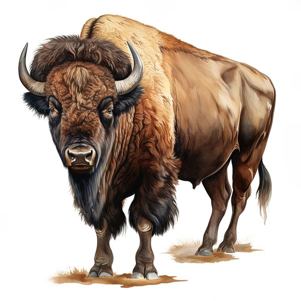 Watercolor Buffalo Clipart: Rustic Bison Illustrations (JPG, PNG Digital Download) — image 6