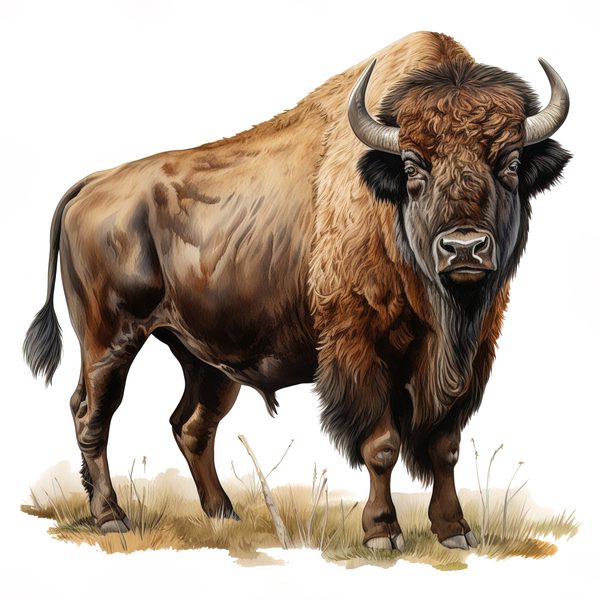 Watercolor Buffalo Clipart: Rustic Bison Illustrations (JPG, PNG Digital Download) — image 7