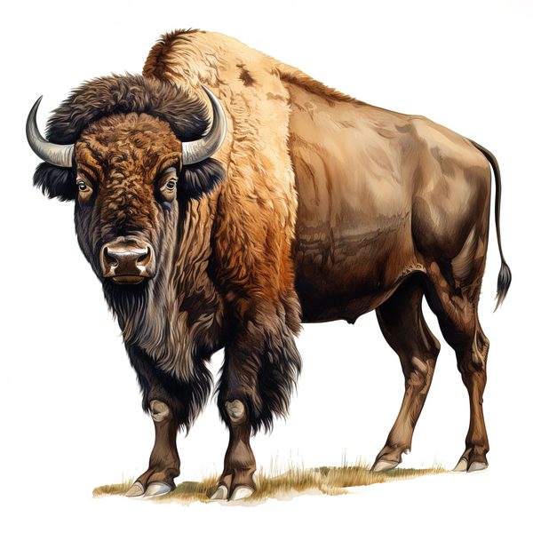 Watercolor Buffalo Clipart: Rustic Bison Illustrations (JPG, PNG Digital Download) — image 8