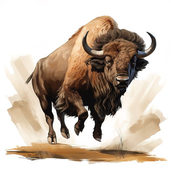 Watercolor Buffalo Clipart: Rustic Bison Illustrations (JPG, PNG Digital Download) — image 10