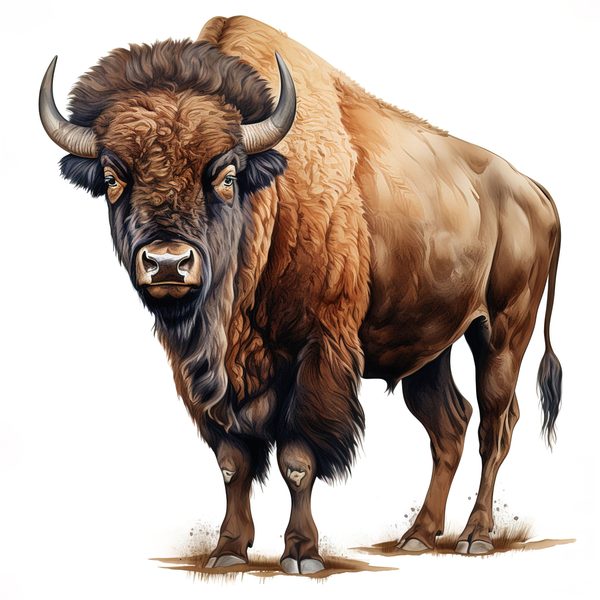 Watercolor Buffalo Clipart: Rustic Bison Illustrations (JPG, PNG Digital Download) — image 11
