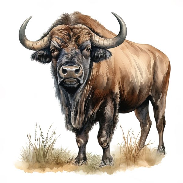 Watercolor Buffalo Clipart: Rustic Bison Illustrations (JPG, PNG Digital Download) — image 13