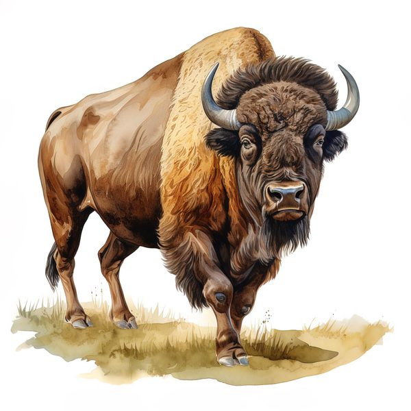 Watercolor Buffalo Clipart: Rustic Bison Illustrations (JPG, PNG Digital Download) — image 16