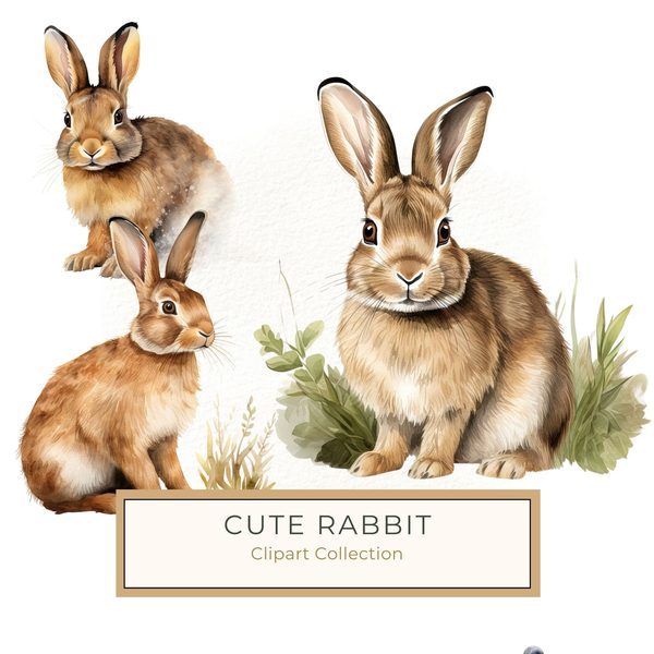 Watercolor Bunny Illustration: 10 Rabbit Art Printables (Digital Download)