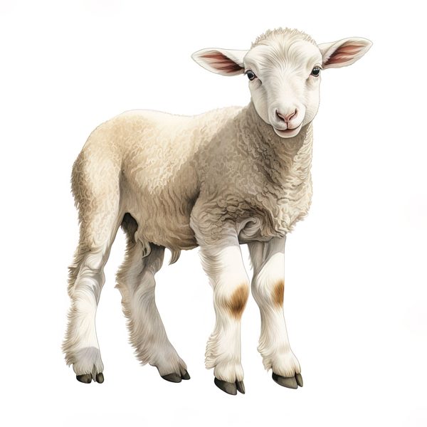 Watercolor Lamb Clipart: Wildflower Spring Illustrations (JPG, PNG Digital Download) — image 7