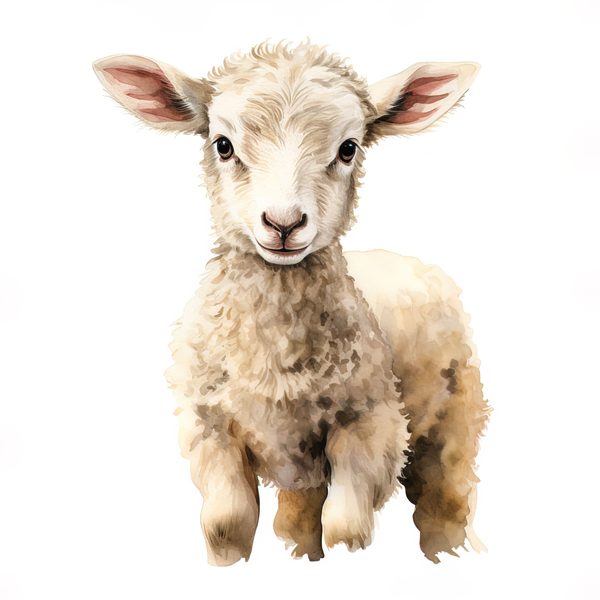 Watercolor Lamb Clipart: Wildflower Spring Illustrations (JPG, PNG Digital Download) — image 8