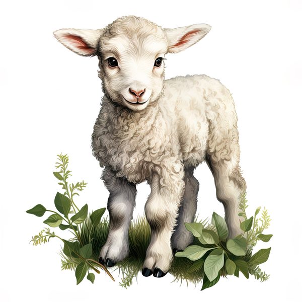 Watercolor Lamb Clipart: Wildflower Spring Illustrations (JPG, PNG Digital Download) — image 10