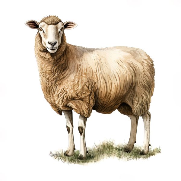 Watercolor Sheep Clipart: Rustic Farmhouse Illustration (JPG, PNG) — image 1