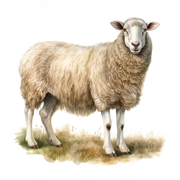Watercolor Sheep Clipart: Rustic Farmhouse Illustration (JPG, PNG) — image 2