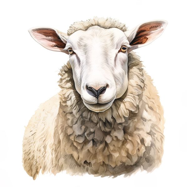 Watercolor Sheep Clipart: Rustic Farmhouse Illustration (JPG, PNG) — image 3