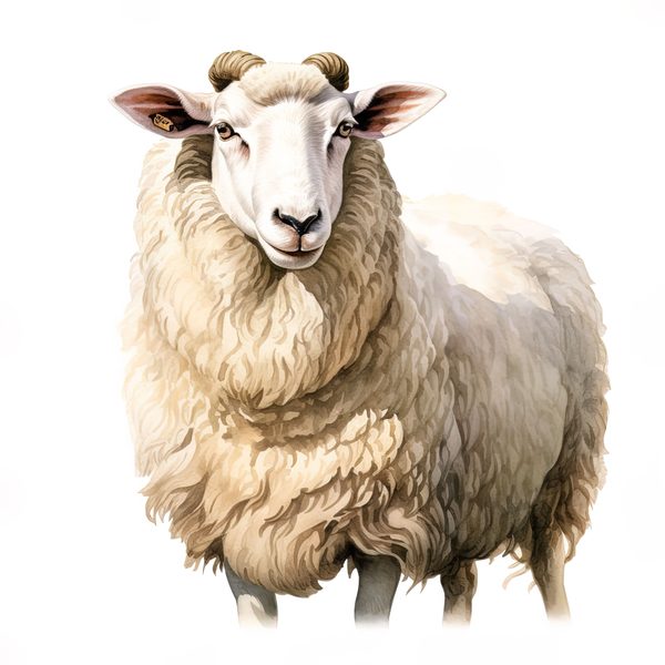 Watercolor Sheep Clipart: Rustic Farmhouse Illustration (JPG, PNG) — image 4