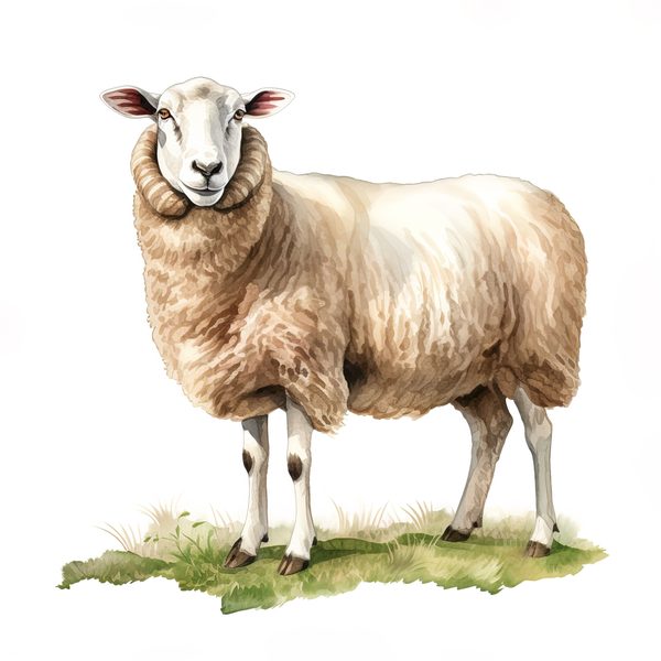 Watercolor Sheep Clipart: Rustic Farmhouse Illustration (JPG, PNG) — image 5