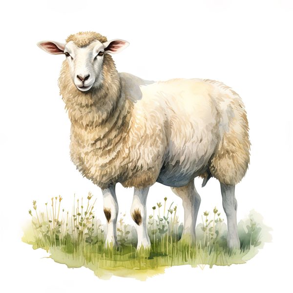 Watercolor Sheep Clipart: Rustic Farmhouse Illustration (JPG, PNG) — image 6
