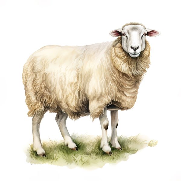 Watercolor Sheep Clipart: Rustic Farmhouse Illustration (JPG, PNG) — image 9