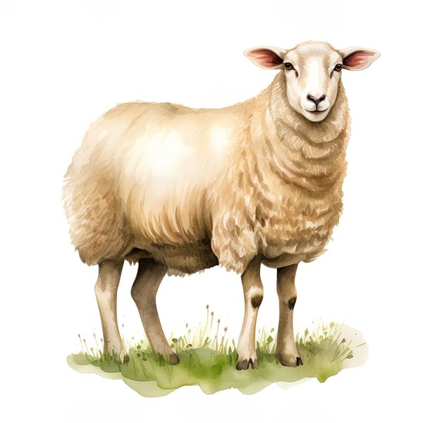 Watercolor Sheep Clipart: Rustic Farmhouse Illustration (JPG, PNG) — image 10