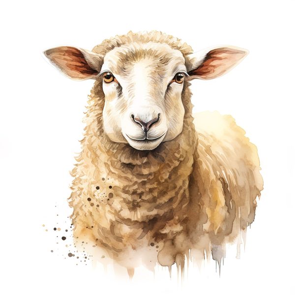 Watercolor Sheep Clipart: Rustic Farmhouse Illustration (JPG, PNG) — image 11