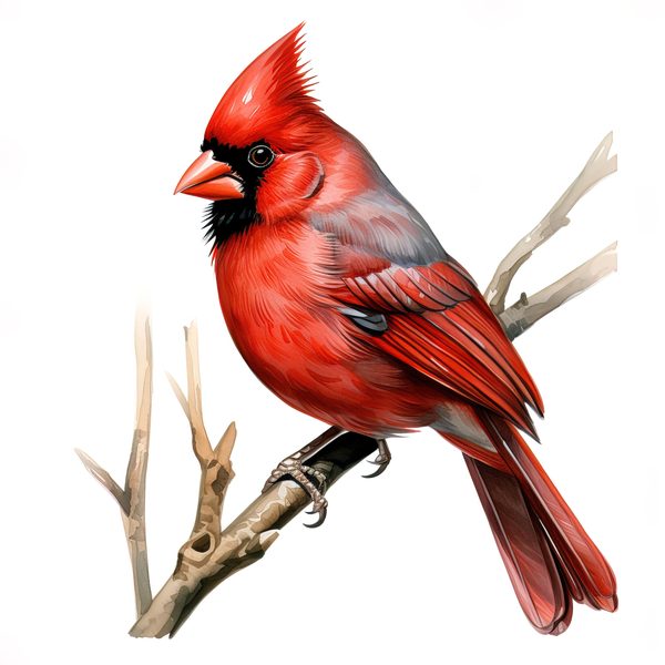 Watercolor Red Cardinal Bird Clipart: Nature-Inspired Art (JPG, PNG) — image 2