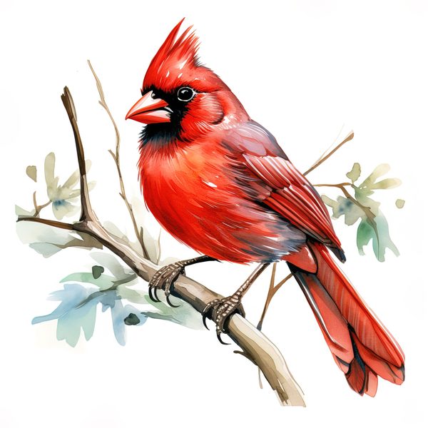 Watercolor Red Cardinal Bird Clipart: Nature-Inspired Art (JPG, PNG) — image 4